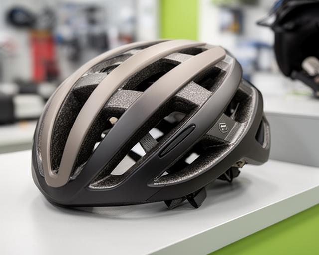 Capacete de ciclismo com sistema MIPS sobre bancada de loja